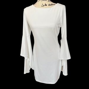 Susana monaco Bell sleeve mini dress ladies size large sugar white